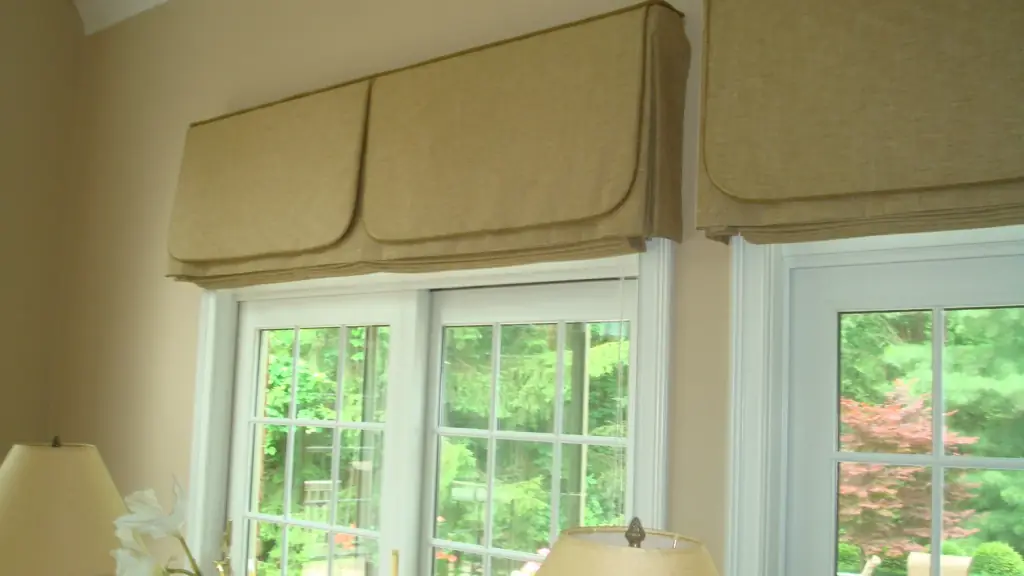 Flat fabric cornices over Roman shades across a run of sunroom windows